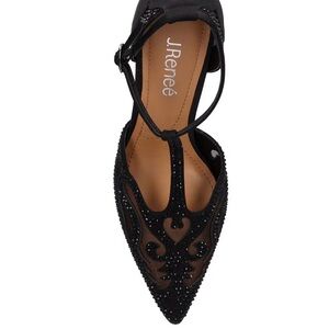 J. Renee
Lisha Mesh Rhinestone T-Strap Pumps